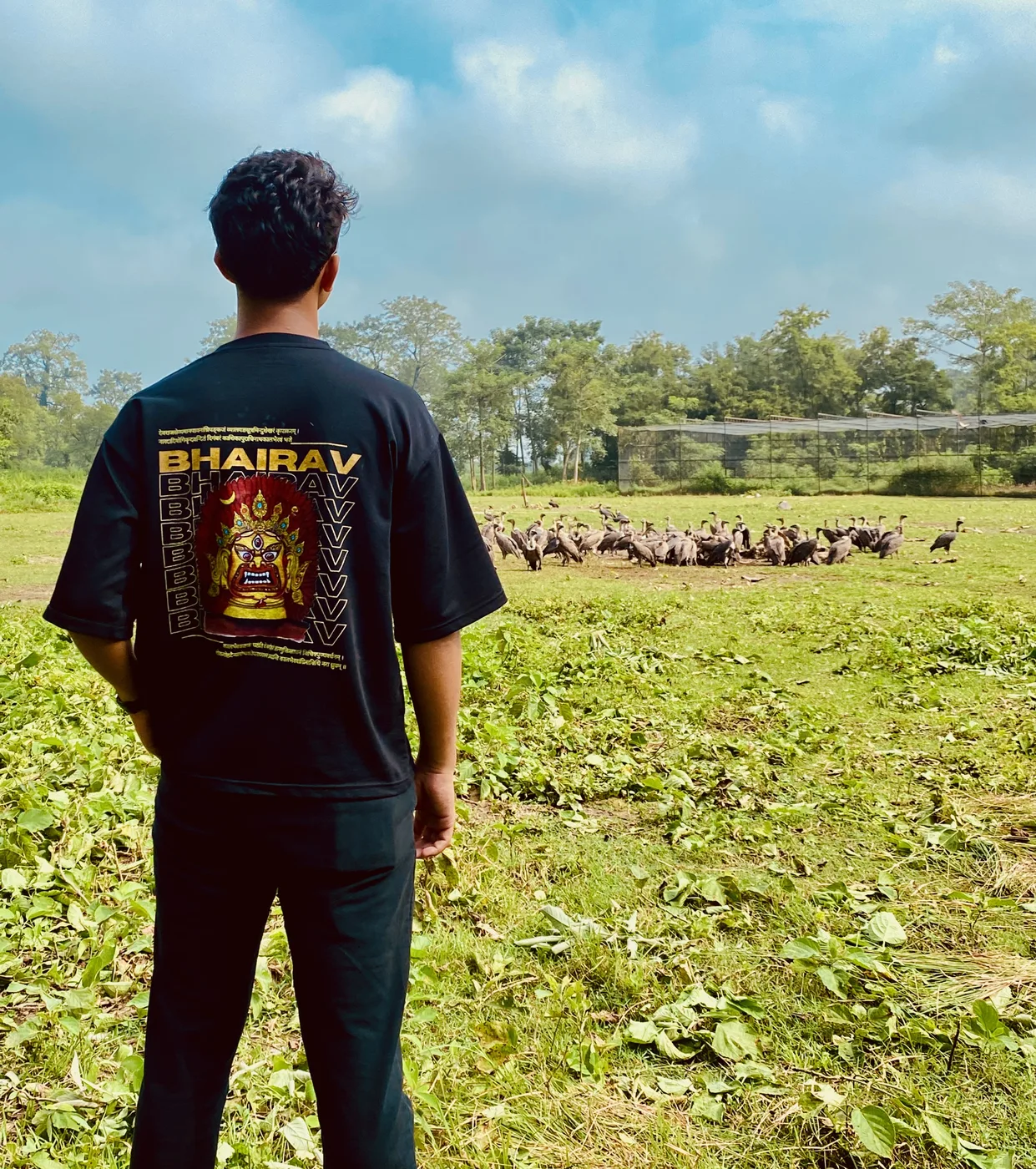 Samayanta looking across an open field